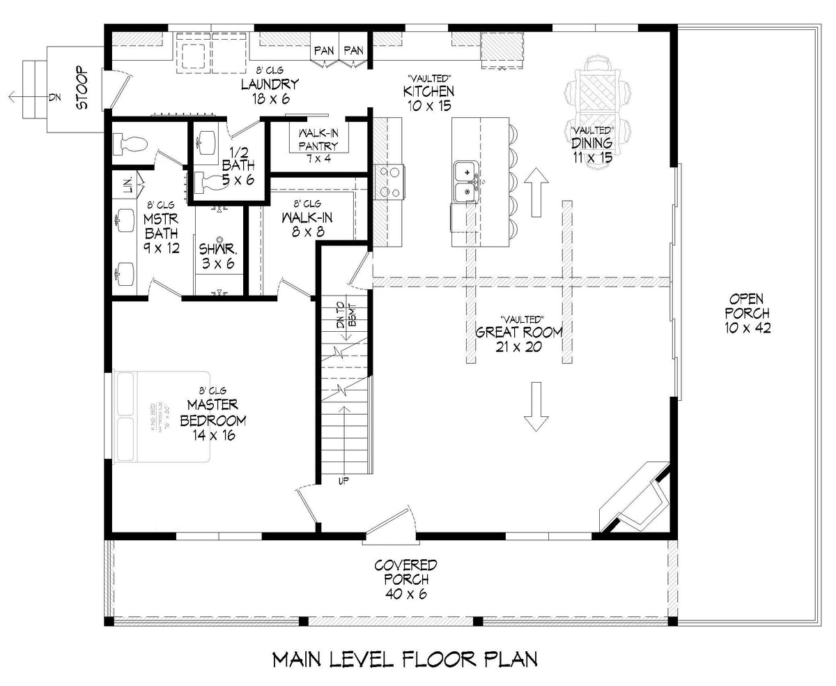 L7918-A Country House First Floor Plan, 3 Bedrooms, 2.5 Bathrooms | Chillmark Pine Haven 