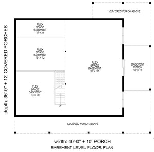 L8097-A Country Farmhouse Basement Floor Plan, 3 Bedrooms, 1 Bathroom, 2 Half Bathrooms | Chippaquiddick Pine Haven House Plan 