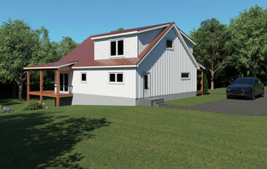 L8097-A Country Farmhouse, 3 Bedrooms, 1 Bathroom, 2 Half Bathrooms | Chippaquiddick Pine Haven House Plan Exterior-4