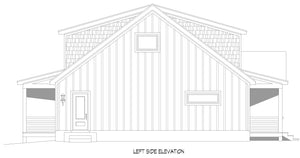 L8097-A Country Farmhouse, 3 Bedrooms, 1 Bathroom, 2 Half Bathrooms | Chippaquiddick Pine Haven House Plan Left Elevation