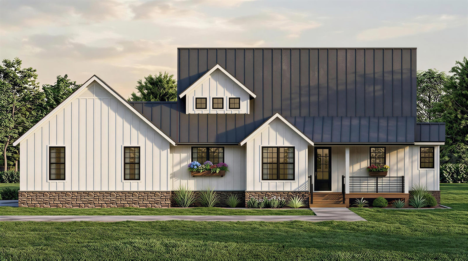 L8249-A Country House, 3 Bedrooms, 2.5 Bathrooms | Chestnut Ridge Farmhouse House Plan Exterior