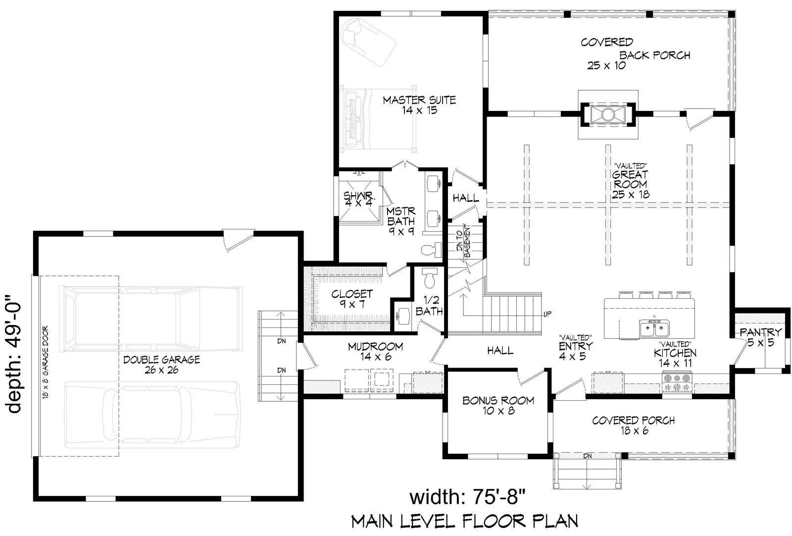 L8249-A Country House, 3 Bedrooms, 2.5 Bathrooms | Chestnut Ridge Farmhouse House Plan Exterior