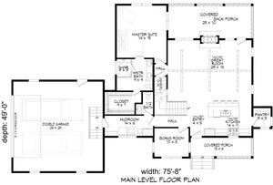 L8249-A Country House  First Floor Plan, 3 Bedrooms, 2.5 Bathrooms | Chestnut Ridge Farmhouse House Plan 