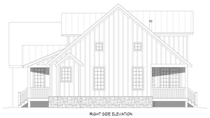 L8249-A Country House, 3 Bedrooms, 2.5 Bathrooms | Chestnut Ridge Farmhouse House Plan Right Elevation