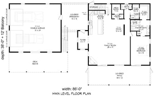 L7914-A Modern Mountain House First Floor Plan, 4 to 5 Bedrooms, 2.5 to 3.5 Bathrooms | Innsbrook Bald Eagle