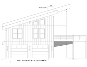 L7914-A Modern Mountain House West Side Elevation of Garage, 4 to 5 Bedrooms, 2.5 to 3.5 Bathrooms | Innsbrook Bald Eagle