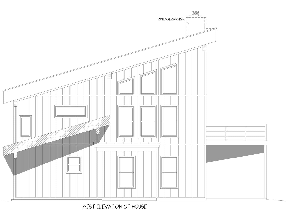 L7914-A Modern Mountain House West Elevation, 4 to 5 Bedrooms, 2.5 to 3.5 Bathrooms | Innsbrook Bald Eagle