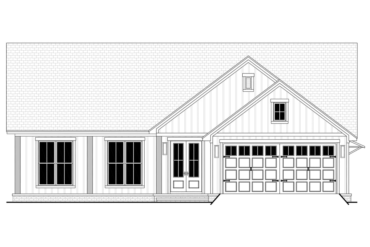 H8054-A Modern Farmhouse, 3 Bedrooms, 2 Bathrooms | Martin Branch 1523 Front CAD