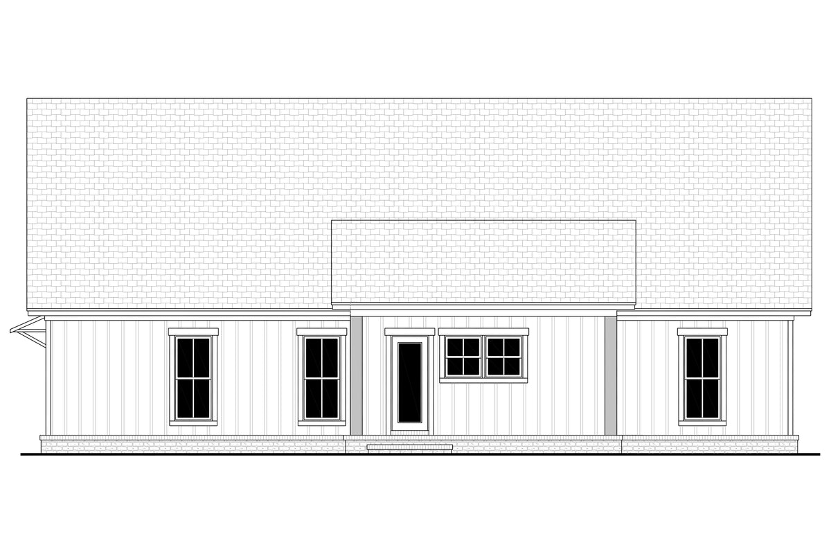 H8054-A Modern Farmhouse, 3 Bedrooms, 2 Bathrooms | Martin Branch 1523 Rear CAD