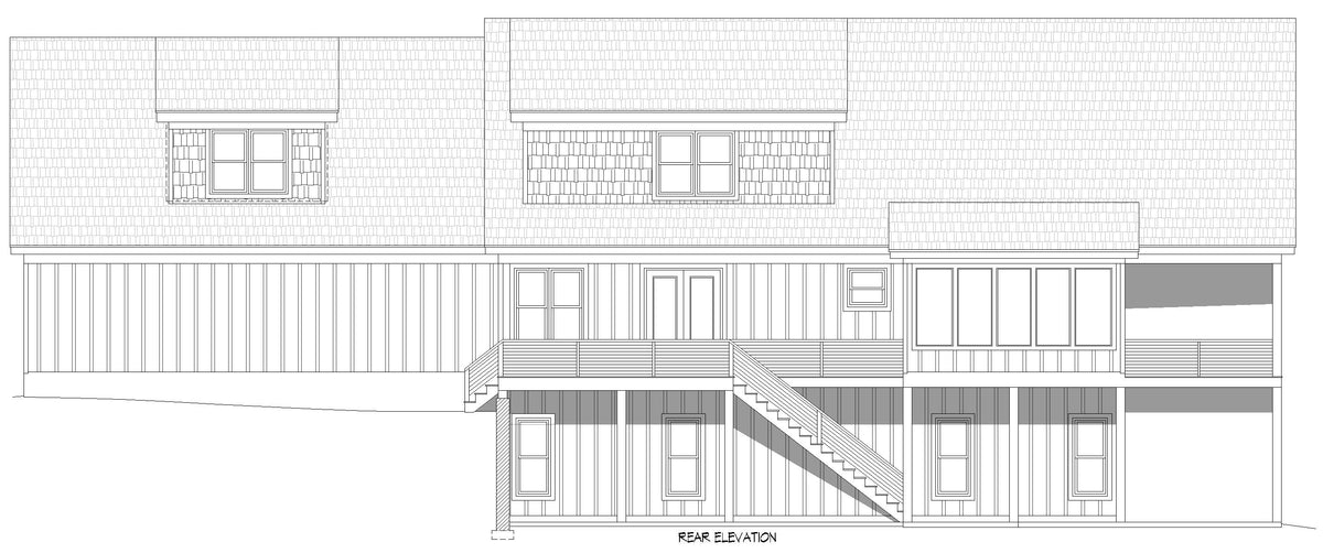 L7920-A Traditional House, 4 Bedrooms, 3.5 Bathrooms | Scenic Pine 2 Rear Elevation