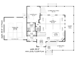 L7300-A Cedar Creek House First Floor Plan 3 Beds 2.5 Baths