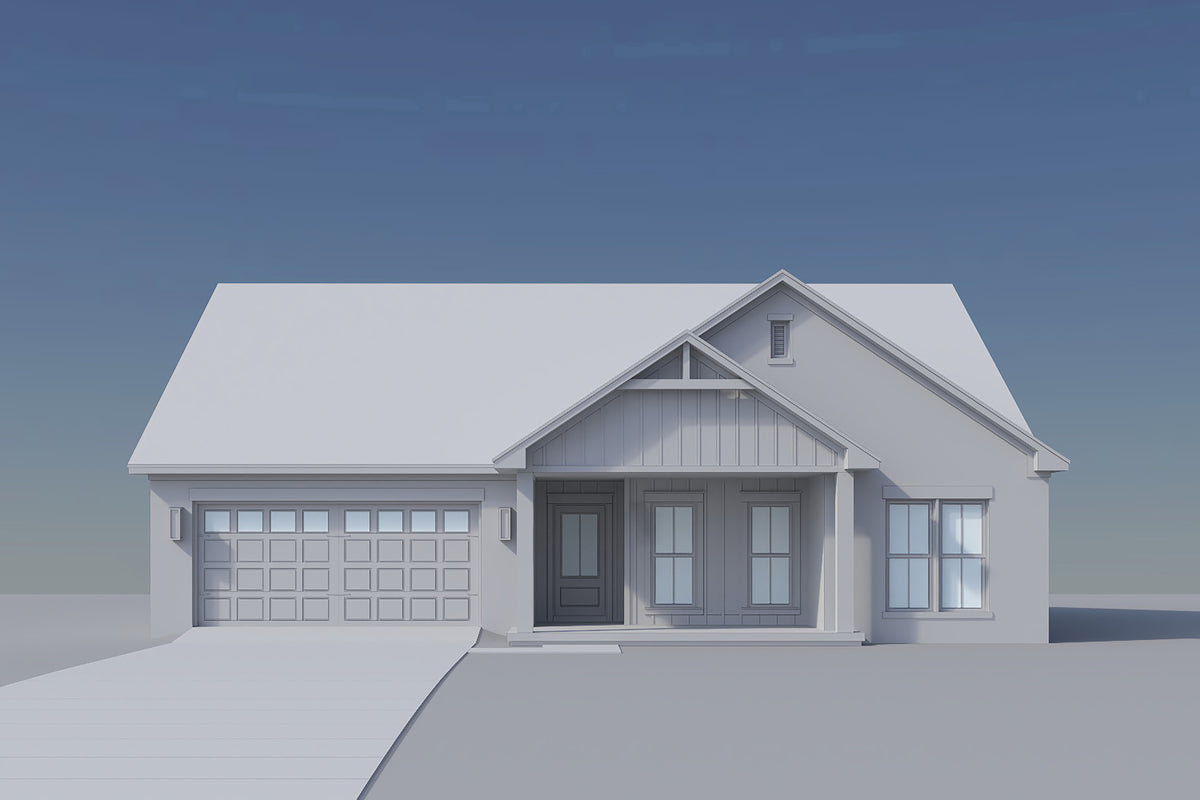 H8159-A Country House, 3 Bedrooms, 2 Bathrooms | Sandlin House Plan Grayscale 1