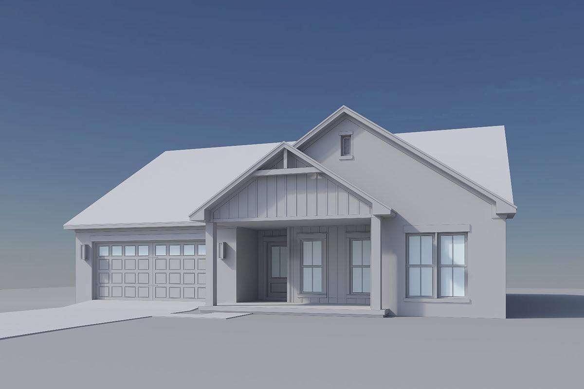 H8159-A Country House, 3 Bedrooms, 2 Bathrooms | Sandlin House Plan Grayscale 2