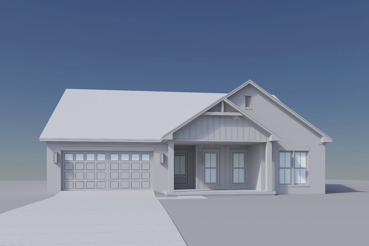 H8159-A Country House, 3 Bedrooms, 2 Bathrooms | Sandlin House Plan Grayscale 3