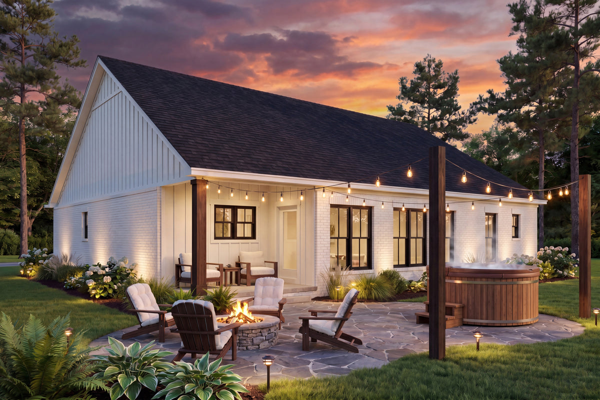 H8159-A Country House, 3 Bedrooms, 2 Bathrooms | Sandlin House Plan Exterior-6