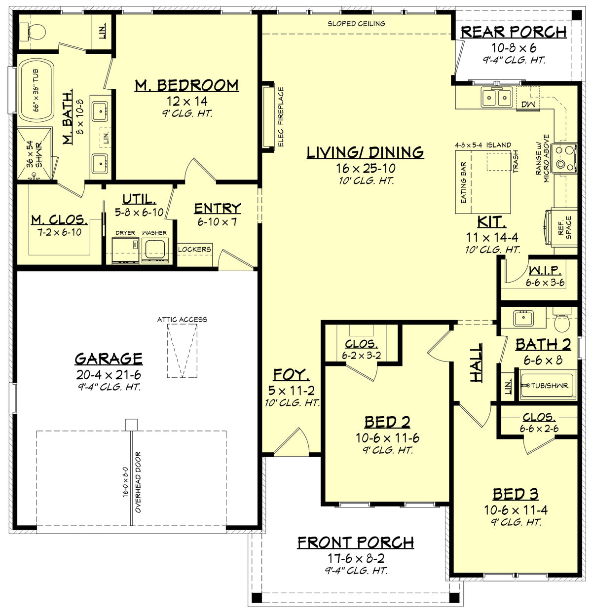 H8159-A Country House First Floor Plan, 3 Bedrooms, 2 Bathrooms | Sandlin House Plan 