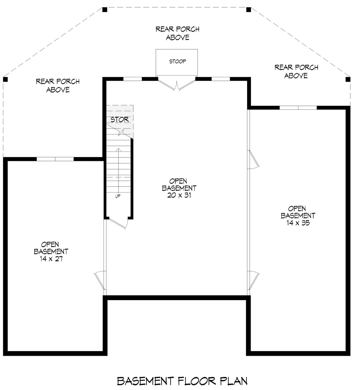 L7299-A Lakeside Retreat House Basement Floor Plan 3 Beds 2 Baths