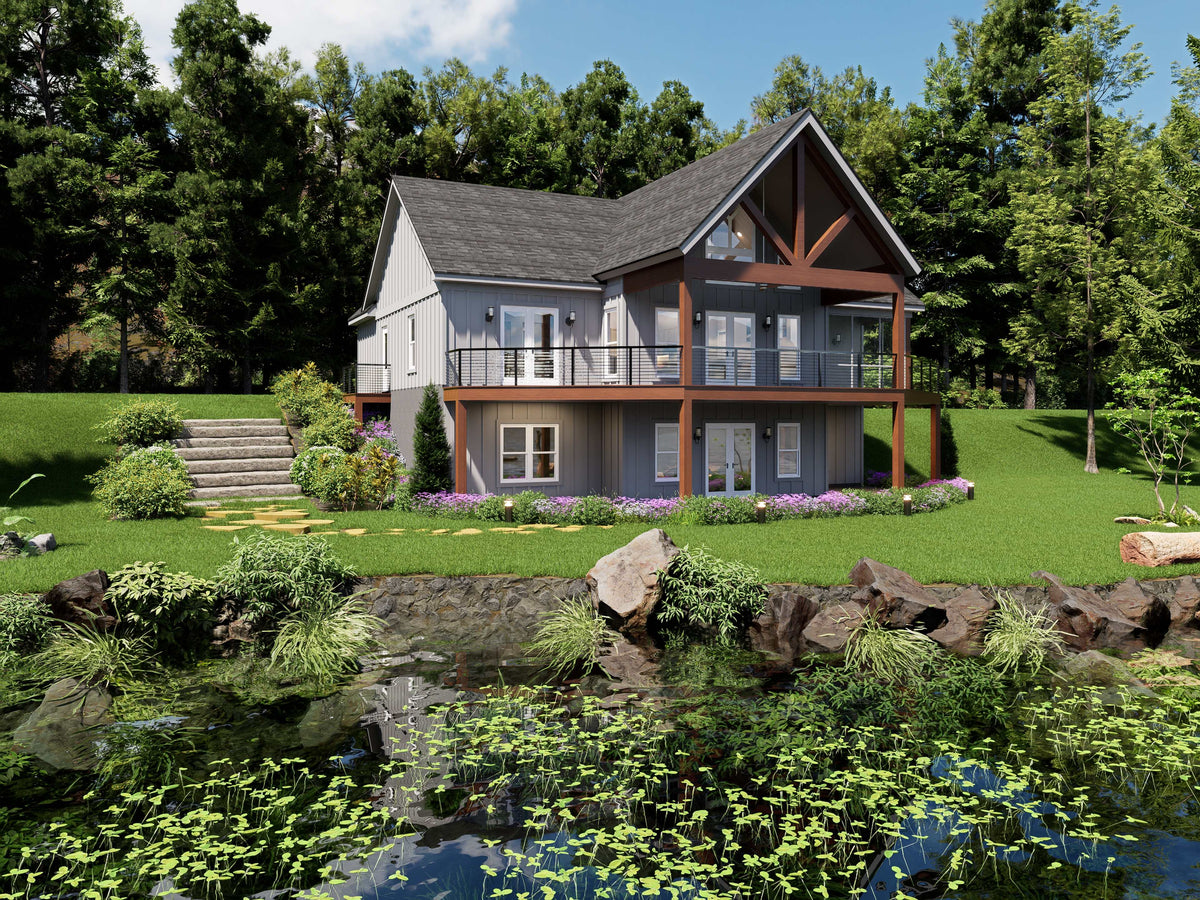 L7299-A Lakeside Retreat House Exterior-1