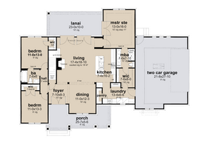 B7900-A Modern Farmhouse First Floor Plan, 3 Bedrooms, 2 Bathrooms | La Chenaie 1618 