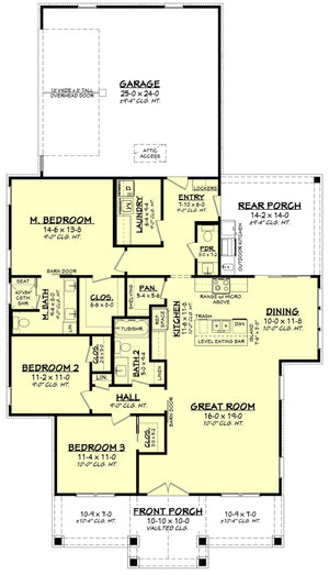 H7270-A Whitwell House First Floor Plan 3 Beds 2.5 Baths