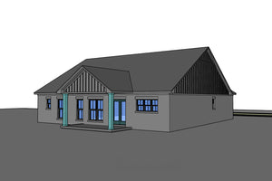 H8438-A Farmhouse House, 3 Bedrooms, 2 Bathrooms | Rowan House Plan Grayscale