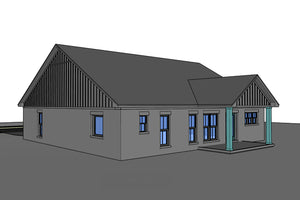 H8438-A Farmhouse House, 3 Bedrooms, 2 Bathrooms | Rowan House Plan Grayscale