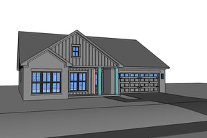 H8438-A Farmhouse House, 3 Bedrooms, 2 Bathrooms | Rowan House Plan Grayscale 4