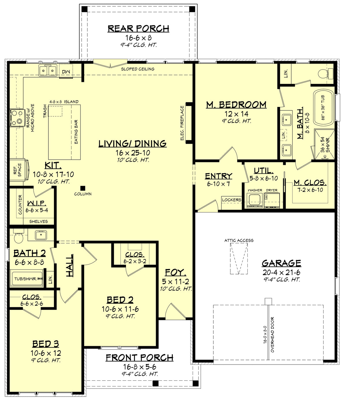 H8438-A Farmhouse House, 3 Bedrooms, 2 Bathrooms | Rowan House Plan First Floor Plan