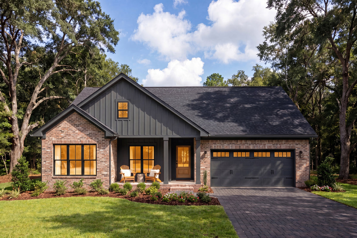 H8438-A Farmhouse House, 3 Bedrooms, 2 Bathrooms | Rowan House Plan Exterior-5