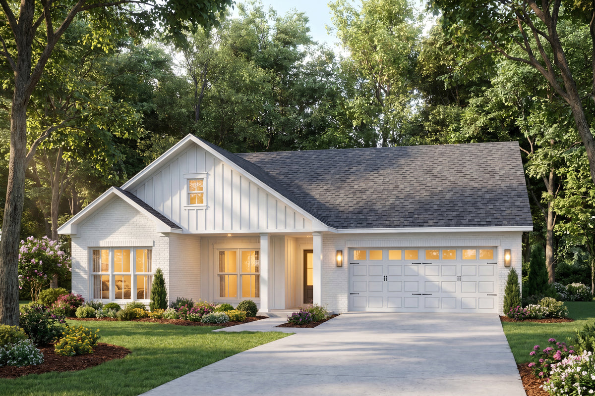 H8438-A Farmhouse House, 3 Bedrooms, 2 Bathrooms | Rowan House Plan Exterior-8