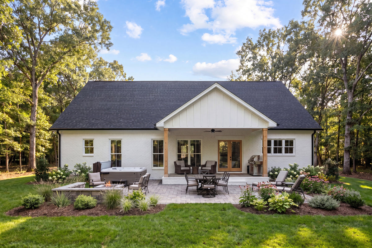 H8438-A Farmhouse House, 3 Bedrooms, 2 Bathrooms | Rowan House Plan Exterior-11