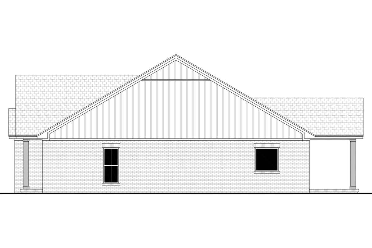 H8438-A Farmhouse House, 3 Bedrooms, 2 Bathrooms | Rowan House Plan Right CAD