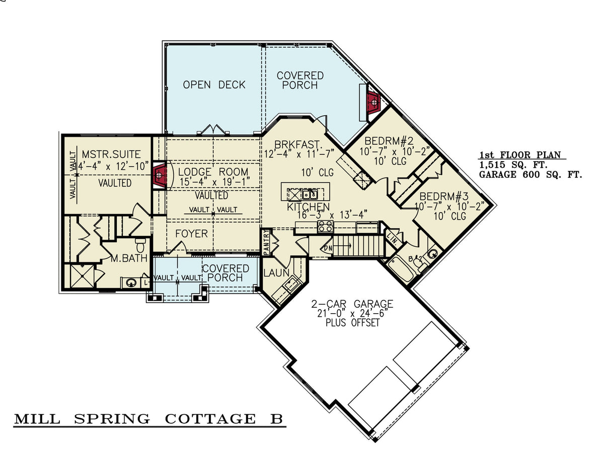 Mill Spring Cottage B First Floor Plan