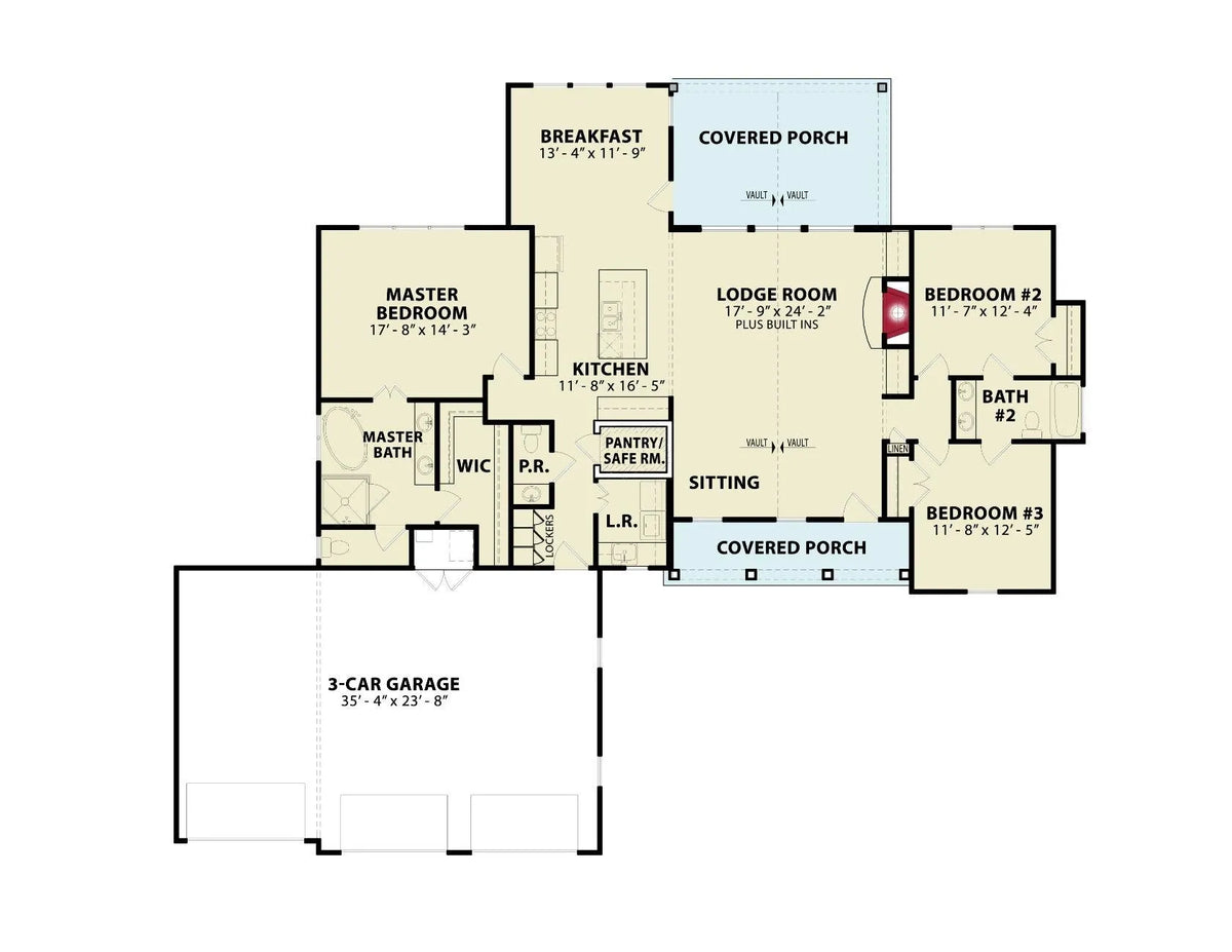 Silverton Cottage C - Archival Designs House Plans, floor plan