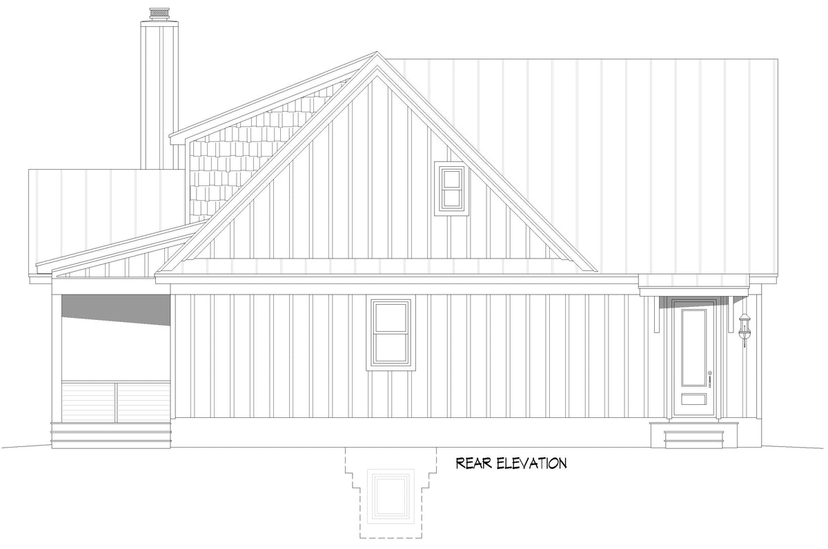 L7804-A Craftsman House Rear Elevation, 5 Bedrooms, 3.5 Bathrooms | Arley Pine Haven 2 