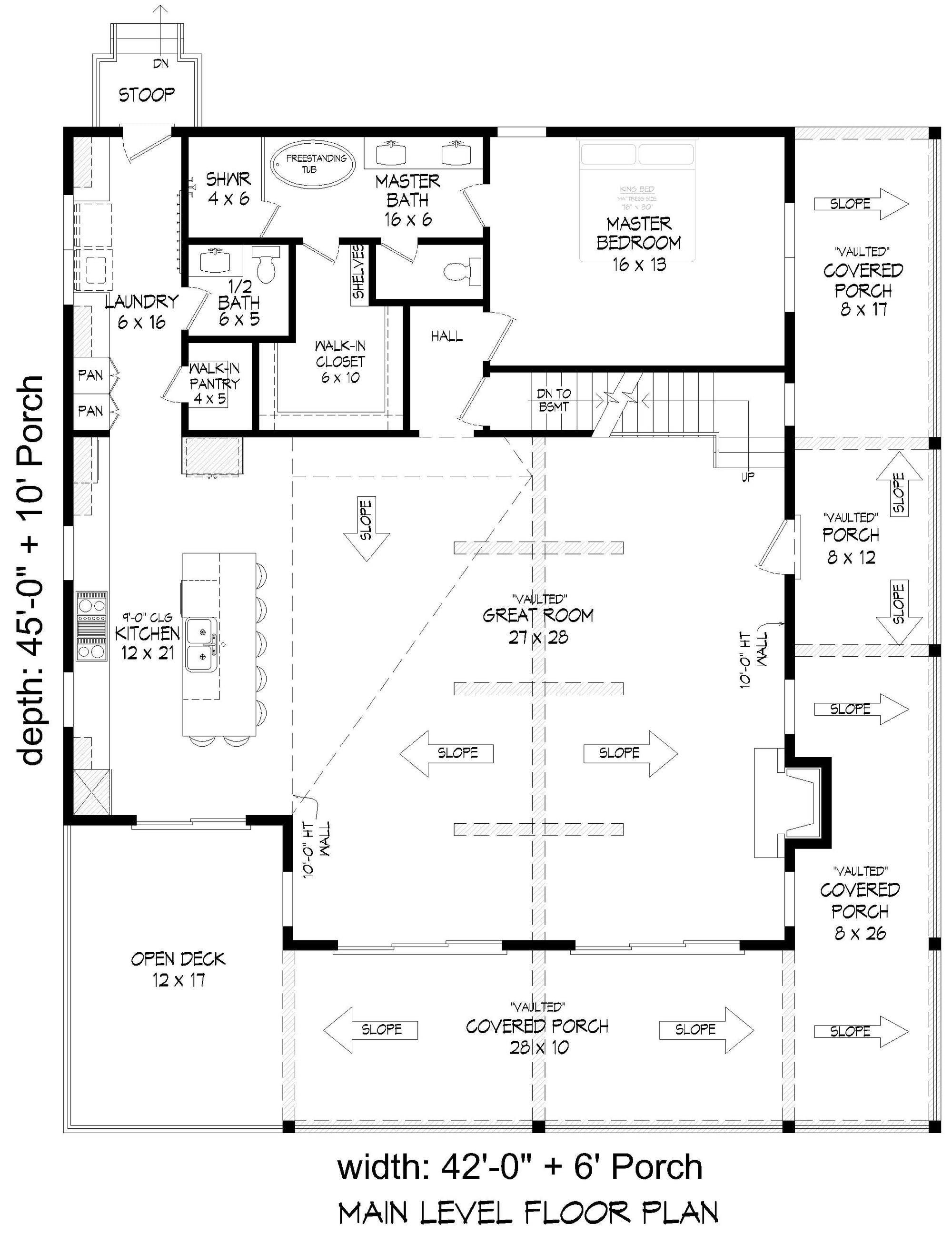 L7804-A Craftsman House First Floor Plan, 5 Bedrooms, 3.5 Bathrooms | Arley Pine Haven 2 
