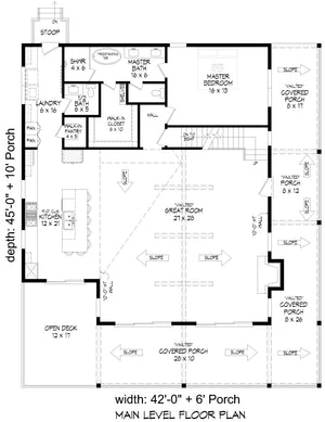 L7804-A Craftsman House First Floor Plan, 5 Bedrooms, 3.5 Bathrooms | Arley Pine Haven 2 