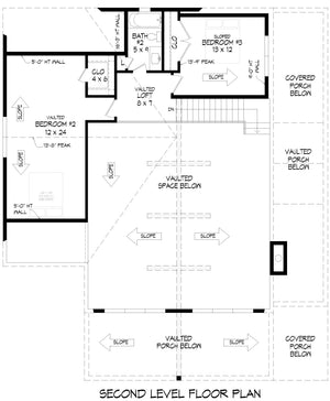 L7804-A Craftsman House Second Floor Plan, 5 Bedrooms, 3.5 Bathrooms | Arley Pine Haven 2 