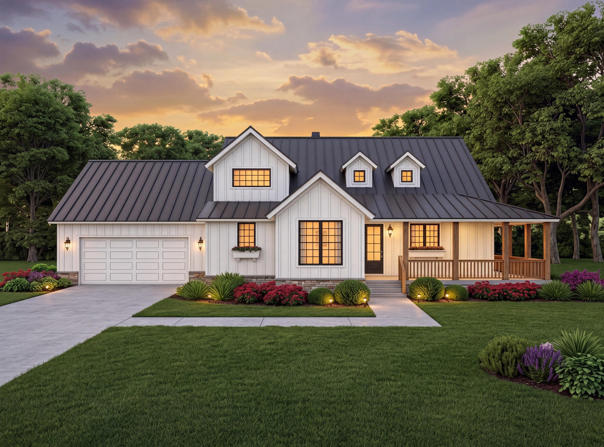 L8253-A Modern Farmhouse, 4 Bedrooms, 3.5 Bathrooms | Poplar Falls House Plan Exterior