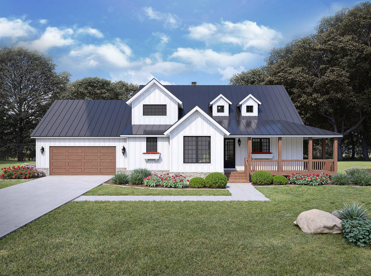 L8253-A Modern Farmhouse, 4 Bedrooms, 3.5 Bathrooms | Poplar Falls House Plan Exterior-3