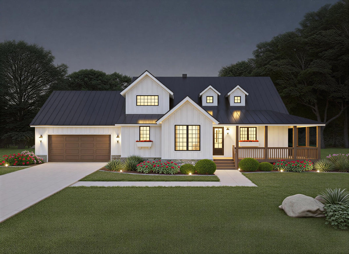 L8253-A Modern Farmhouse, 4 Bedrooms, 3.5 Bathrooms | Poplar Falls House Plan Exterior-2