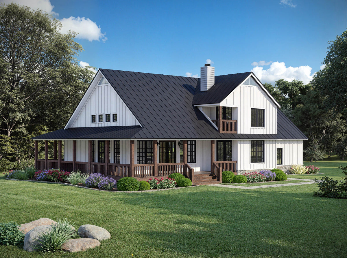 L8253-A Modern Farmhouse, 4 Bedrooms, 3.5 Bathrooms | Poplar Falls House Plan Exterior-4