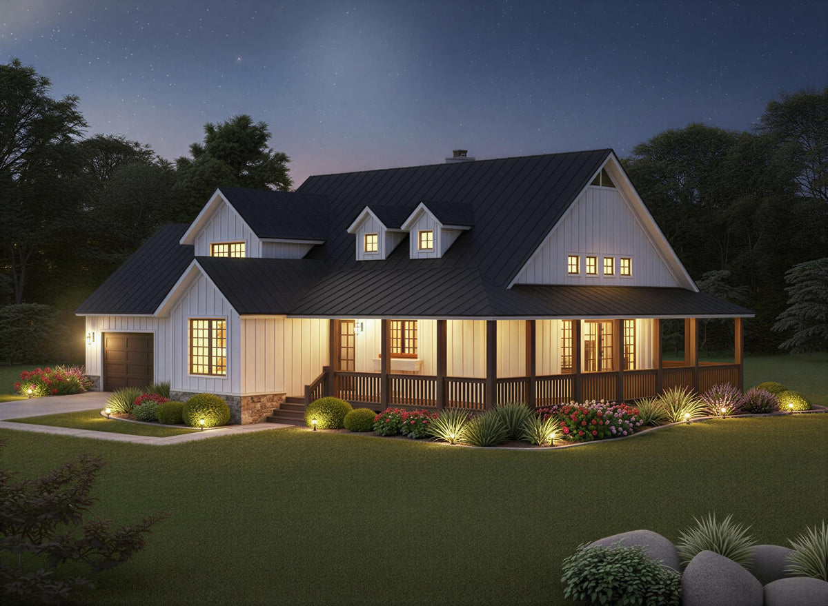 L8253-A Modern Farmhouse, 4 Bedrooms, 3.5 Bathrooms | Poplar Falls House Plan Exterior-5