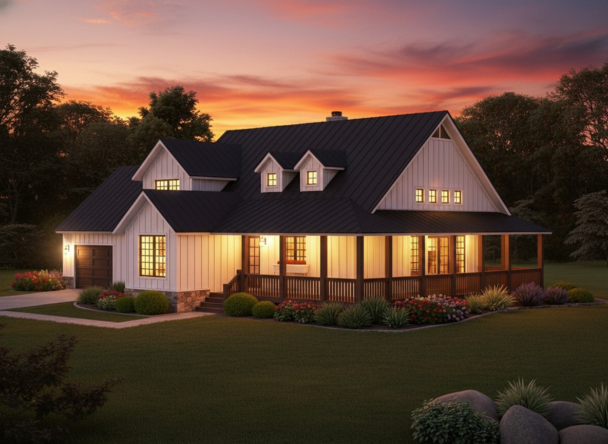L8253-A Modern Farmhouse, 4 Bedrooms, 3.5 Bathrooms | Poplar Falls House Plan Exterior-6