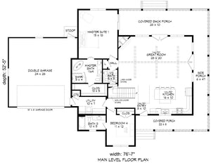 L8253-A Modern Farmhouse First Floor Plan, 4 Bedrooms, 3.5 Bathrooms | Poplar Falls House Plan 