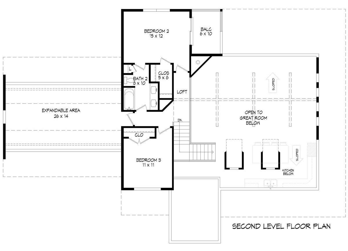 L8253-A Modern Farmhouse Second Floor Plan, 4 Bedrooms, 3.5 Bathrooms | Poplar Falls House Plan 