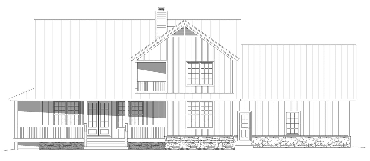 L8253-A Modern Farmhouse, 4 Bedrooms, 3.5 Bathrooms | Poplar Falls House Plan Rear Elevation