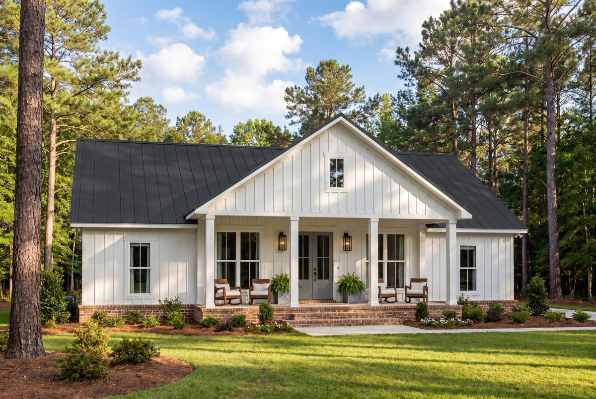 H8161-A Country Farmhouse, 4 Bedrooms, 3 Bathrooms | Everly House Plan Exterior-2