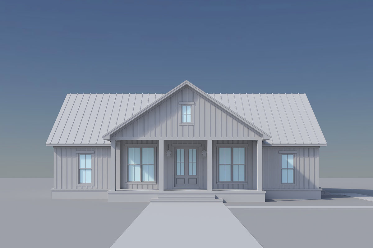 H8161-A Country Farmhouse, 4 Bedrooms, 3 Bathrooms | Everly House Plan Grayscale 2