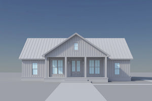 H8161-A Country Farmhouse, 4 Bedrooms, 3 Bathrooms | Everly House Plan Grayscale 2